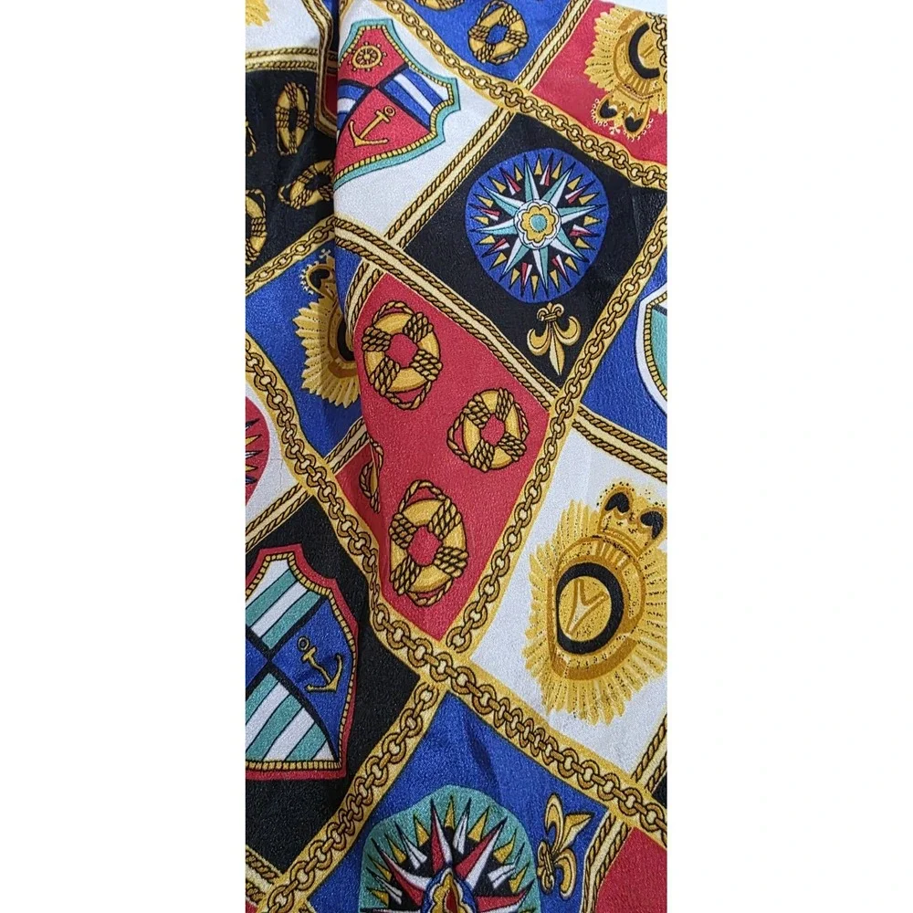 Echo Nautical‎ Star Compass Shield Red Green Scarf Wrap Ship Vibrant  NEW